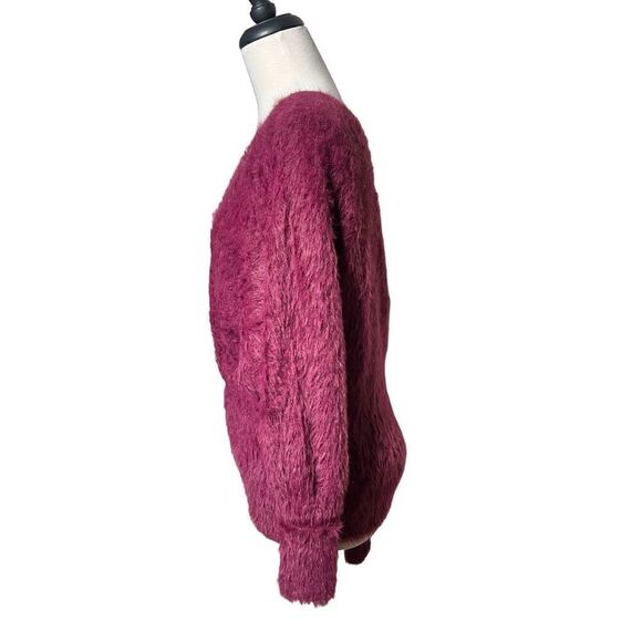 Anthropologie Purple Long Sleeve Cold Shoulder Eyelash  Sweater Size Small - Picture 3 of 5